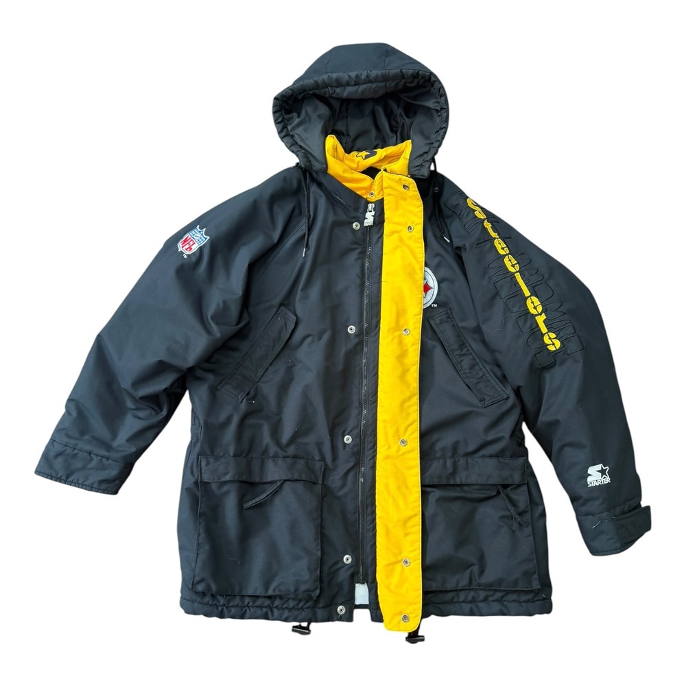 Vintage Starter Pittsburgh Steelers NFL Pro Line Parka Jacket Mens Large Black - Picture 3 of 14